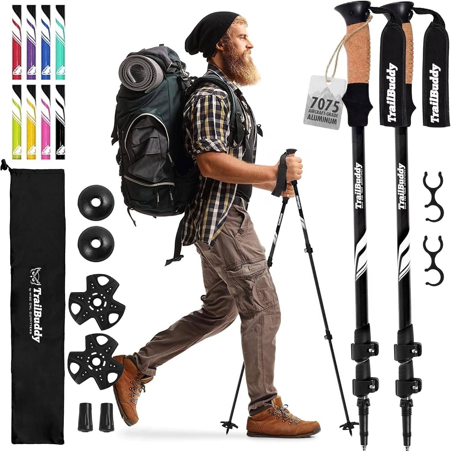TrailBuddy Trekking Poles – Lightweight 7075 Aluminum Hiking Poles